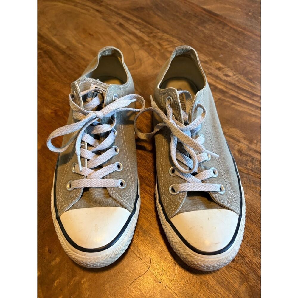 Converse All Star Sneakers Gray with Purple Plaid Double Tongue Womens 10 CLEAN!